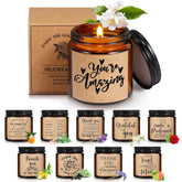 10 Jars Thank You Gift Candles 3.5 Oz Valentines Employee Appreciation Gifts Bulk Soy Wax Jar Inspirational Candle Thank You Coworkers Employee Women Secretaries Teacher(Amber,Pretty,Lovely)