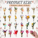 24 Pcs Dried Flowers Bouquet Boho Mini Dried Flower With Stem Small Floral Plants Mixed Natural Flowers Bundles For Crafts Vase Diy Photo Props Wedding Decoration