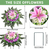 Artificial Cemetery Flowers,Grave Decorations Handcrafted Fake Birthday Flowers Cake,Silk Memorial For Cemetery For Headstones Decoration ? (Purple)
