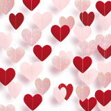 Rose-Gold Pink Burgundy-Red Party Decorations 4 Pack 52 Feet Valentines Day Heart Garland Heart Paper Streamers Banner For Mothers Day Wedding Engagement Party Supplies