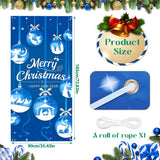 Merry Christmas Nativity Door Cover Decorations, Blue Religious Christmas Ball Door Cover Banner Holy Nativity Christmas Door Banner Happy New Year Banner For Religious Christmas New Year Party Decor