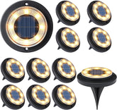 12 Pack 2 in 1 Solar Ground Lights Waterproof Warm White Pathway Deck Garden Lights