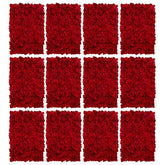 Flower Wall Panel Backdrop - 12 Pcs 24 X 16 Inch Red Artificial Hydrangea Floral Panels For Wedding Party Baby Bridal Shower Decor - 3D Fake Silk Flower Backdrop Decoration