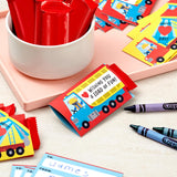 Hallmark Mini Valentine's Day Treat Card Pockets for Kids, Trucks (32 Mini Pocket Notes with Sticker Seals)