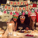Happy Holidays Banner Kit, 2 Pieces Christmas Tree Bunting Garland, Xmas Holiday Welcome New Year Party Supplies Decorations For Home Office