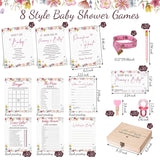 Baby Shower Games 8 Games Floral Theme Baby Shower Bingo, Price Is Right, Guess Who Mommy Or Daddy, Word Scramble Fun And Easy To Play Game Activity For Party Favors