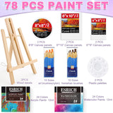 78Pcs Acrylic Paint Set With Wood Easel, Paint Brushes, Canvases, Art Painting Supplies Kit For Kids, Students, Artists And Beginners