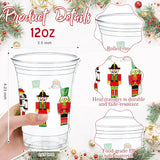48 Pcs Disposable Christmas Plastic Cups 12 Oz Nutcracker Christmas Cups Xmas Winter Holiday Tumbler Drinkware For Beer Coffee Beverage Merry Xmas Party Supplies Decorations Favor
