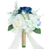Wedding Bouquets For Bride Bridesmaid, Artificial Dusty Blue Bride Flower Bouquet For Wedding Church Decoration Ceremony, Anniversary, Etc, Roses Flowers