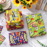 12 Sheet Comic Wrapping Paper -Not Roll- Colorful Cartoon Boom Gift Wrap Paper Folded Flat Art Paper For Diy Crafts Gift Wrapping, 19.7 X 27.6 Inch