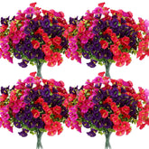 24 Bundles Artificial Flowers For Outdoor Faux Morning Glory Bulk Uv Resistant Artificial Petunias Faux Flowers Plants For Outside Garden Yard Porch Patio Spring Summer Decor (Bright Color)