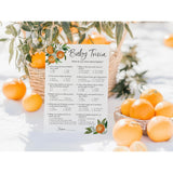 A Sweet Little Cutie Theme Baby Shower Games — Baby Trivia Game — Pack Of 25 — Citrus Orange, Fun Facts Shower Activity, Gender Neutral Couples Shower Co-Ed Shower Games G350-Trv