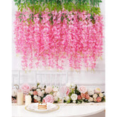12 Pack Wisteria Hanging Flowers, 3.6 Feet/Pcs Pink Wisteria Artificial Flowers, Fake Flowers Garland, Hanging Wisteria Vines For Bedroom Wedding Home Party Wall Decoration
