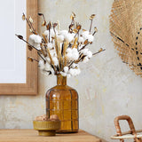 24 Pieces Farmhouse Cotton Flowers 17.7 Inch Fake Artificial Cotton Stems With Head Dried Wheat Stalks Natural Wheat Bouquet Bunch For Graduation Bouquet Table Home Kitchen Wedding Office Decor