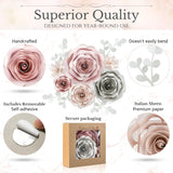 Large Paper Flowers Decorations For Wall, Wedding, Bridal Party, Baby Shower, Nursery Decor, Girls Room, Artificial Flower Backdrop - 10Pc Rose 3D Wall Decor (Pink, Gray, Ivory)