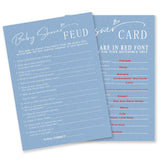 Baby Shower Feud Game Kit - Minimalism Blue - 30 Fill In Game Cards & 1 Answer Card For Baby Shower, Gender Reveal Party Favor, Decorations & Supplies - C06