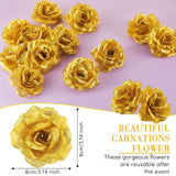 100 Pieces Artificial Roses Head Fake Silk Rose 3 Inch Diy Fake Roses Silk Rose Shape Flowers For Valentine Wedding Flower Wall Diy Crafts Bouquet Decoration (Gold)