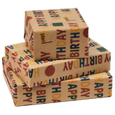 Birthday Wrapping Paper, Gift Wrapping Paper Roll, Kraft Wrapping Paper 17 Inch X 33 Feet, Colorful Happy Birthday Pattern For Boys Girls Kids, Great For Holiday, Party, Baby Shower