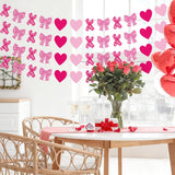 4 Pcs Pink Xoxo Heart Garland Valentines Day Pink Bow Decorations Banner Heart Hanging Garland Romantic Xoxo Banner For Valentine Anniversary Wedding Party Decorations Supplies