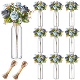 10 Sets Blue Rose Table Centerpiece Decor Bulk For Wedding, Artificial Blue Flower Bouquets Arrangement With Mason Jars Vase For Office Home Kitchen Tea Party Bridal Party Event Table Decor