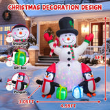 Christmas Inflatables 6Ft Snowman Outdoor Yard Decorations, Christmas Blow Up Snowman With Penguins And Giftboxes, Built