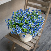 Artificial Flowers For Outdoors, 12 Bundles Realistic Uv Resistant Fake Silk Flower, Faux Plants For Front Porch Patio Window Box Yard Spring Summer Decoration,Blue