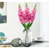 Artificial Delphinium Flowers 3Pcs Pink Silk Larkspur Flowers Faux Snapdragon Long Stem Fake Plant Spray Arrangement For Home Decor Indoor Outdoor Garden Wedding Table Vase Decor