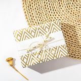 Gold Wrapping Paper Roll, Luxury Metallic Gift Wrap With Heart, Geometric & Floral Pattern For Wedding, Birthday, Anniversary, Bridal Shower, Christmas, Valentines, 17 X 120 Inches, 3Rolls