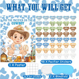 Pin The Pacifier On The Cowboy Party Games Western Party Game First Rodeo Party Decor Large Baby Poster Blindfold 48 Pacifier Stickers For Cowboy Baby Shower Decorations