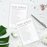 Baby Shower Party Games- Minimalism Black &White-Dad Jokes Game For Guest-30 Game Cards & 1 Answer Card-Wishes For Baby-Baby Announcement Gender Reveal Game Card 07