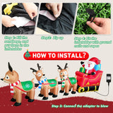 12 Ft Christmas Inflatables Outdoor Decorations Giant Blow Up Yard Decorations Inflatable Santa Claus On Sleigh And 3 Re