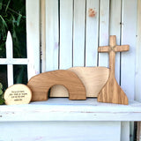 2025 New Empty Tomb Easter Decor Easter Resurrection Scene And Cross Decoration Set, He Is Risen And He Is Not Here Wooden Jesus Sign Tomb Easter Tray Bundle Kit For Home Tabletop Office Crafts (A)