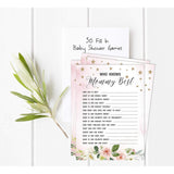 Gender Reveal 50-Pack Who Knows Mommy Best Floral Baby Shower Game Cards It’S A Boy It’S A Girl Fun Activity Cards