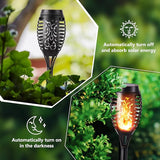 6 Pack Solar Torch Flame Lights Waterproof Flickering Flame Patio Garden Yard Decor