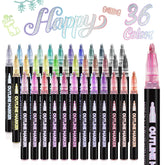 Outline Markers Pens 36 Colors, Shimmer Double Line Outline Markers Glitter Markers Set For Christmas Greeting Card Making,Drawing And Art Supply