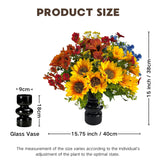 Fake Flowers With Vase, Sunflowers Artificial Flowers For Spring Summer, Faux Flowers In Vase For Centerpiece Table Decorations, Fake Plant Silk Floral Arrangements For Home Coffee Kitchen Table Decor