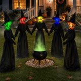 Halloween Decorations Outdoor, 5 Pack 4.3 FT Light Up Holding Hands Witches