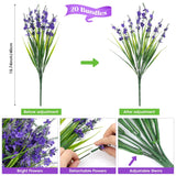 20 Bundles Artificial Lavender Flowers For Outdoors Fake Silk Flowers Faux Plants Uv Resistant For Indoor Outside Spring Porch Garden Window Table Box Office Home Decorations, Deep Purple