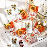 Valentines Day Crochet Bouquet For Mom Lady Women Handmade Knitted Artificial Flowers Party Decorations A Bunch Of Love Cards In Gift Bags For Weeding Baby Shower Favor(10 Sets,Sunflower)