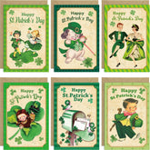 Vintage St. Patrick'S Day Cards 24Pcs Assorted Retro Shamrock Green Blank Greeting Notes Cards With Envelopes And Stickers