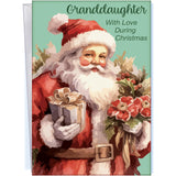 Granddaughter Christmas Card - Large Card Opens To 10" X 7.75" - Made In Chicago - Nostalgic Santa Claus With Gifts - Premium Envelope & Sturdy Mailer - A Classic 1017
