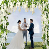 Wisteria Artificial Flowers Garland, 4Pcs 7.2Ft/Piece Silk Fake Wisteria Vine Kit, Hanging Flower For House Outdoor Garden Ceremony Outside Wedding Arch Floral Decor (4, White)