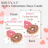 Donut Themed Valentines Day Exchange Cards,30Pcs Boys Girls Valentines Day Cards,Valentines Day Exchange Gifts,Boys Girls Valentines Day Party Favors For Boys Girls Classroom School,L2