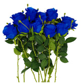 10Pcs Artificial Silk Flowers Fake Rose Flower Long Stems Bouquet For Arrangement Wedding Centerpiece Party Home Kitchen Decor (Royal Blue)