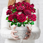 Pop Up Flower Card, 3D Paper Flowers Bouquet, Valentines Day, Birthday, Thank You Greeting Cards With Note Card & Envelope, Red Rose