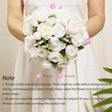 Wedding Bouquets For Bride Bridesmaid, 9 Inch Ivory Bride Bridal Bouquet Tossing Rustic Bouquet Artificial Roses For Wedding Church Home Decoration
