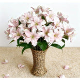 10-Bud Artificial Lily Flowers, 4 Pcs Fake Outdoor Flowers, Uv Resistant Faux Flowers For Outdoor Planters, Silk Flowers For Wedding Decoration (Pink)