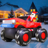 7Ft Christmas Inflatables Outdoor, Santa Claus On Monster Truck Blow Up Yard Decor With Built-In Led Lights, Waterproof