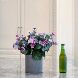 365 Blooming Decor 14 Inch Artificial Pansy Flowers In Minimalist Gray Pot, Luxury Fake Weather-Resistant Silk Spring Flowers, Purple And Pink Mix, For Tabletop Kitchen, Home Decor. No Assembly
