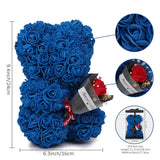 Rose Bear Valentines Day Gifts For Her Artificial Rose Teddy Bear For Girlfriend Mom Wife Handmade Rose Bear For Mothers Day Anniversary Birthday Gifts (Royal Blue)